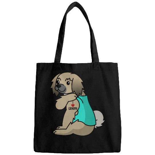 I Love Grandma Tattoo Pekingese Grandmother Dog Bags