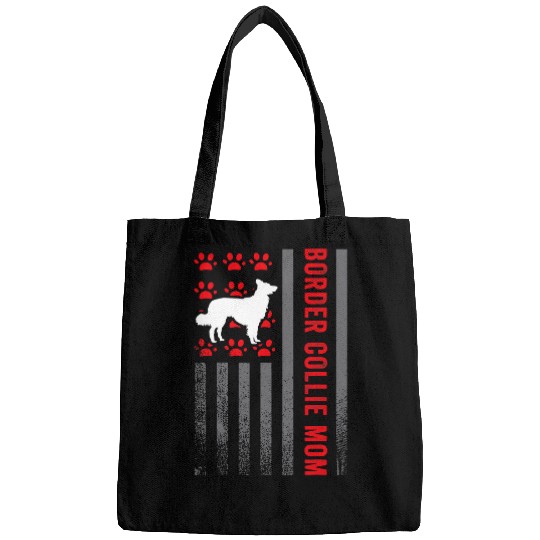 American Flag Border Collie Mom Gift Patriotic Dog Pet Owner Bags