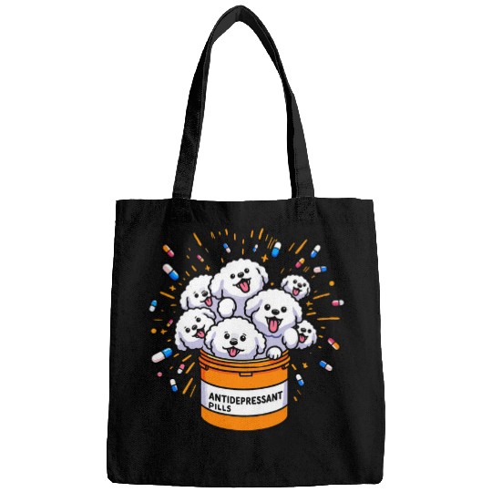 Bichon Frise Are Antidepressants Funny Cute Pet Dog Lover Bags