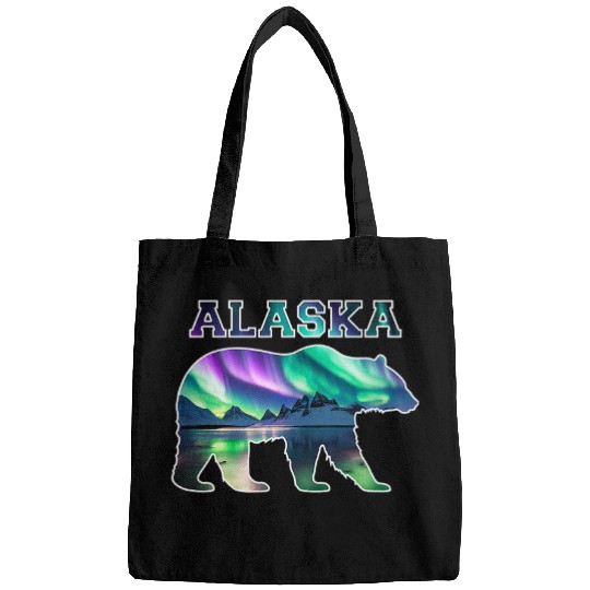 Alaskan Bear Northern Lights Aurora Borealis Nature Sky Bags