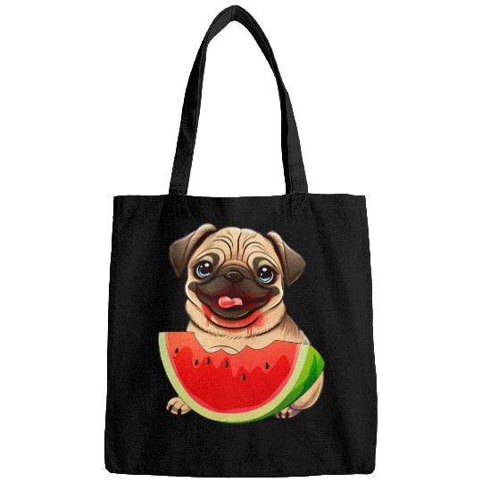 Funny Pug Dog Watermelon Slice Summer Vacation Kids Boys Bags