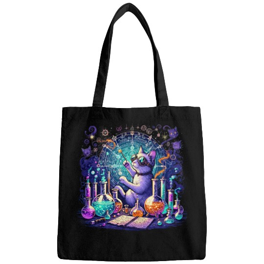 Cat Chemistry Science Lover Funny Chemist Student Teacher Bags