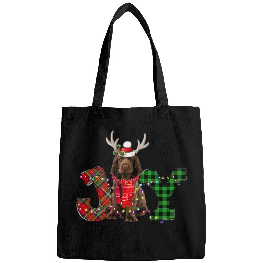 Joy Christmas Lights Sussex Spaniel Dog Santa Hat Pajama Bags