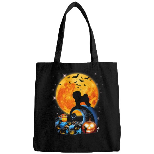 Bichon Frise Moon Cliff Pumpkin Halloween Bags