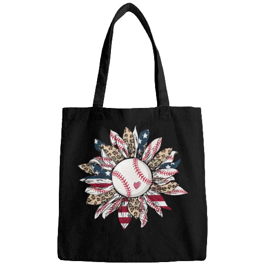 Baseball Sunflower Leopard Western Baseball Softball Lover Bags