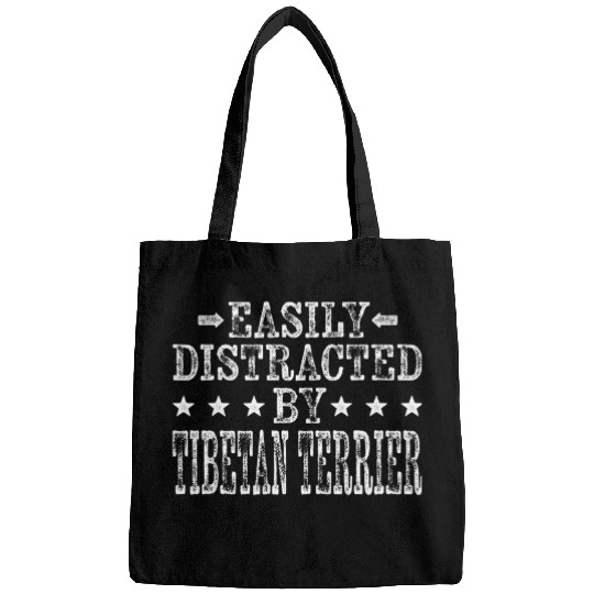 Easily Distracted By Tibetan Terrier Funny Dog Lover Bags