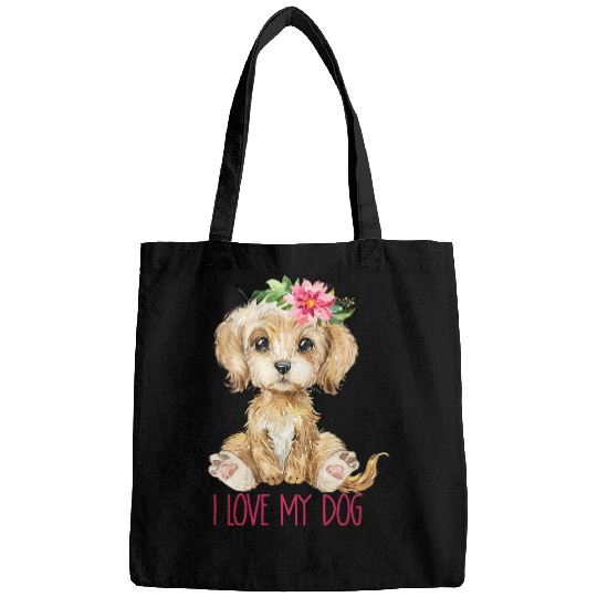 I Love My Dog Labradoodle Goldendoodle Cute Puppy bests Dog Bags