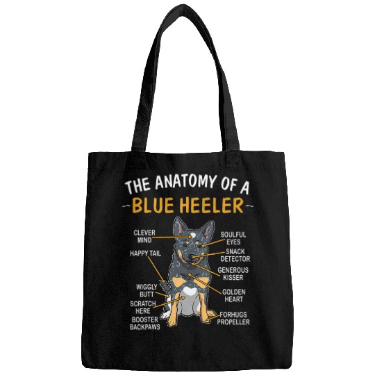 Funny Anatomy Of A Blue Heeler For Dog Lovers Bags