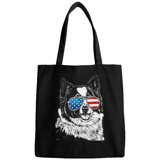 american border collie 4th of july patriotic dog breeder Bags