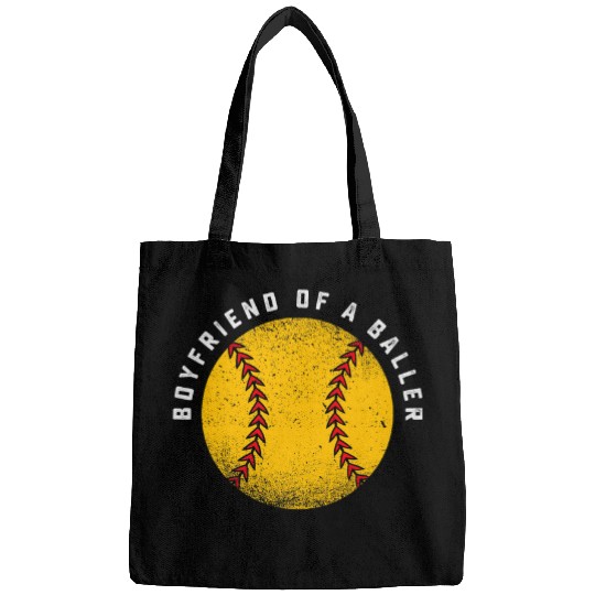 Boyfriend of a Baller Funny Girlfriend Softball Player Team Bags