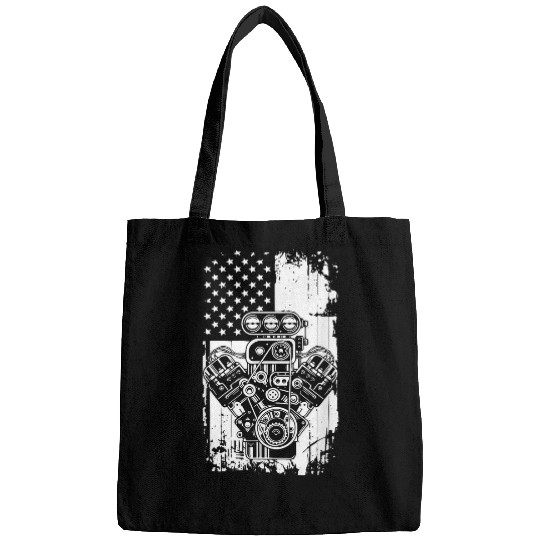 American Flag Piston Funny Muscle automobile Mechanic Bags