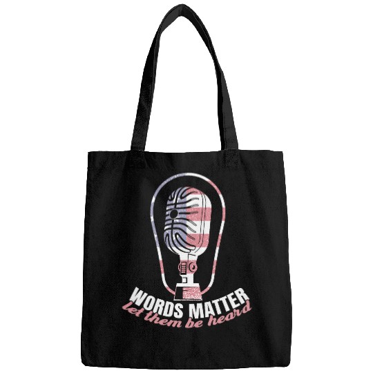 Artistic Microphone Of Motivational Cheerful Mindsets Quote Bags