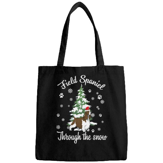 Field Spaniel Through The Snow Christmas Dog Lovers Bags