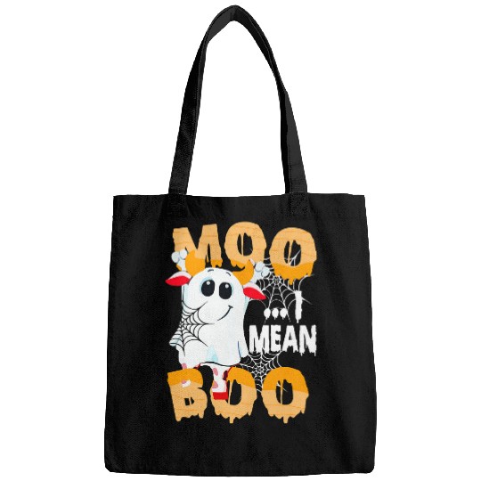 Cow Lover ghosts Moo I Mean Boo Cow Halloween Spiderweb Funny Cow Boo Bags