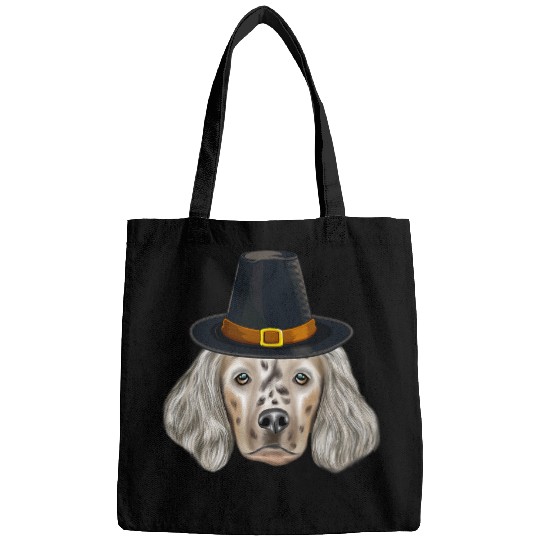 English Setter Wearing Pilgrim Hat Thanksgiving Bags