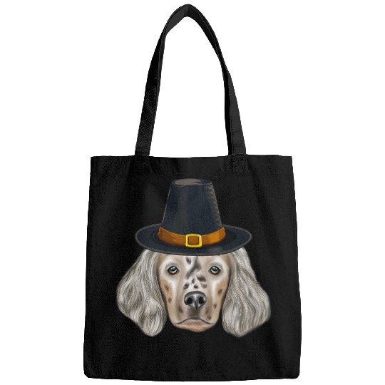 English Setter Wearing Pilgrim Hat Thanksgiving Bags