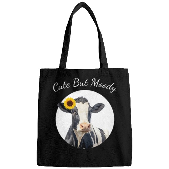 Cute But Moody Cow I Sunflower Farmer Farming Cows Bags