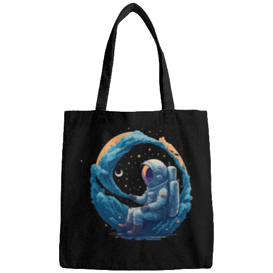 Astronaut sitting on Milky Way galaxy space astro motif Bags