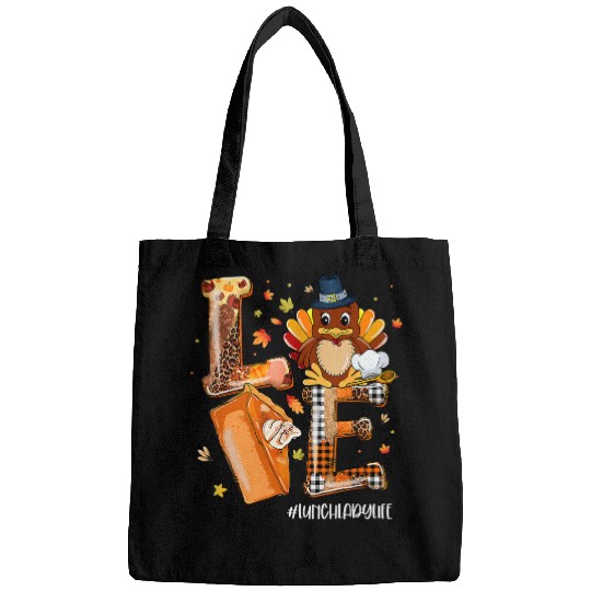 Lacrosse Gift LOVE Turkey Pilgrim Pumpkin Pie Lunch Lady Life Bags