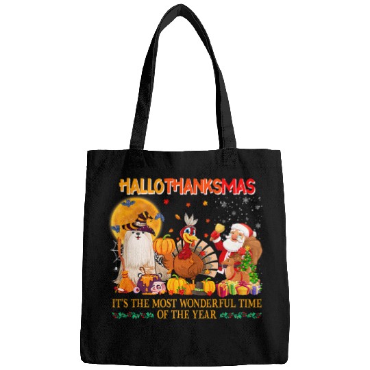 Hallothanksmas Pajama Shih Tzu Turkey Santa Claus Holiday Bags