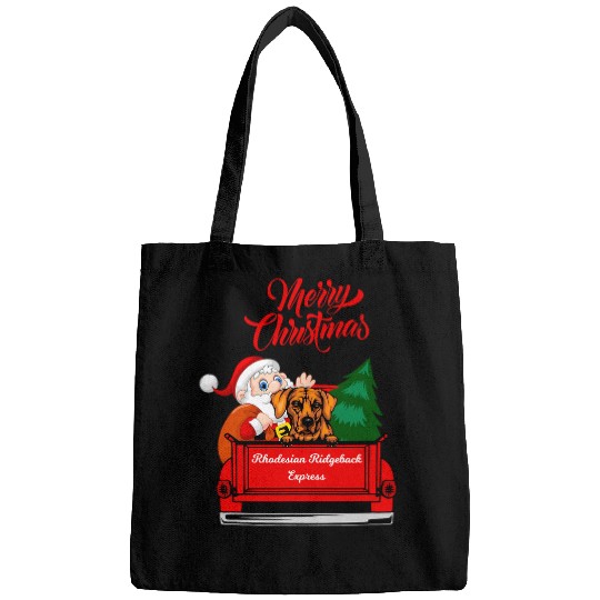 Dog Rhodesian Ridgeback With Santa Claus Red Truck Bags