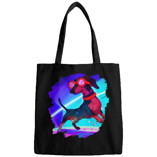 Funny Dachshund Chiweenie Wiener Dog Dancing Retro Dance 3 Bags