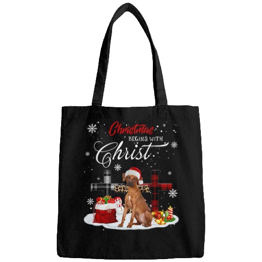 Christmas Begins With Christ Rhodesian Ridgeback xmass Cross Bags