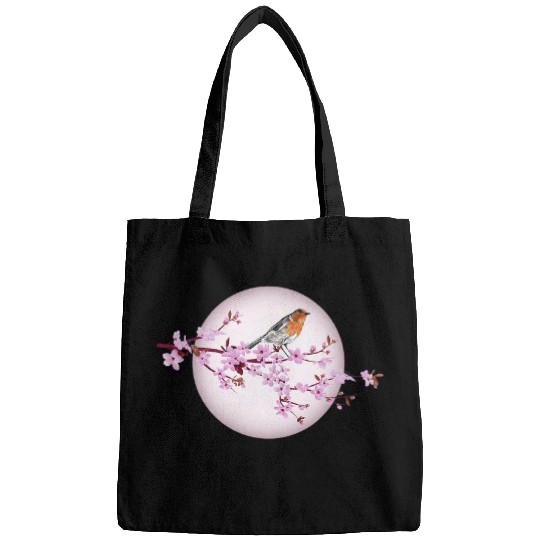 Robin enjoys cherry blossom Bags