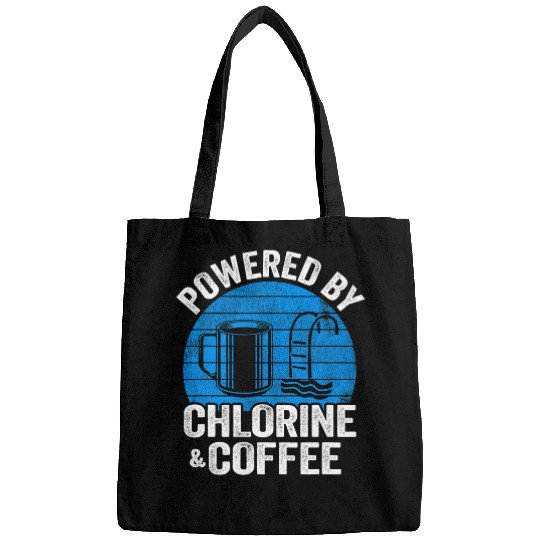 Swimming Pool Powered By Chlorine And Coffee Swim Team Funny Swimming Bags