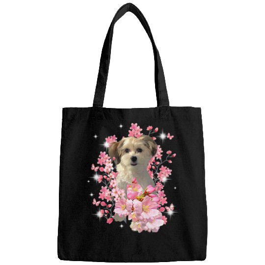 Chinese Crested Powderpuff Cherry Blossom Flowers Bags