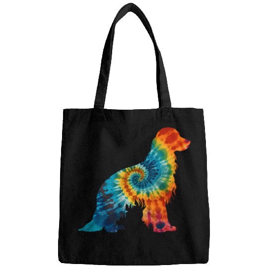 English Springer Spaniel Dog Retro Tie Dye Design Bags