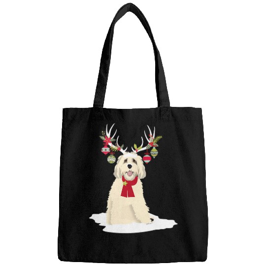 Cute Labradoodle Doodle Christmas Reindeer Graphic Holiday Bags