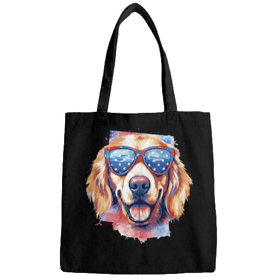 Golden Retriever 4th of july patriotic funny dog Bags