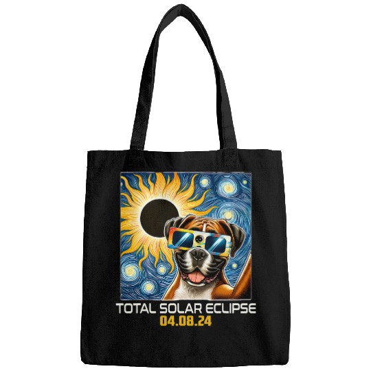 Boxer Dog Taking Selfie Solar Eclipse Bags