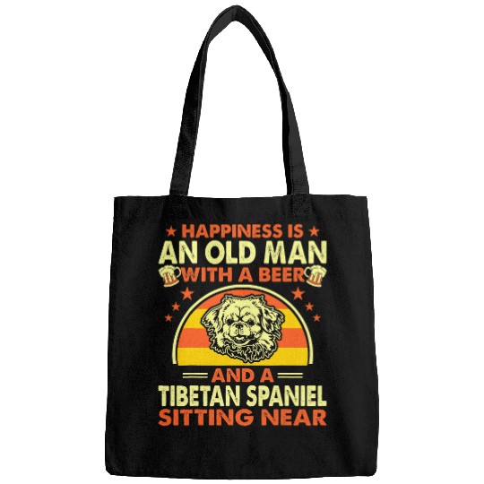 Mens Happiness Old Man Beer Tibetan Spaniel Near Gift Bags