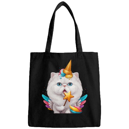 White Persian Cat Ice Cream Unicorn Bags