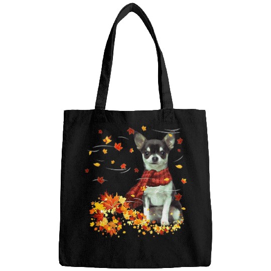 Chihuahua Fall Scarf Dogs Autumn Leaves Bags