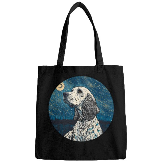 English Setter Starry Night Painting Dog Mom Dad Bags