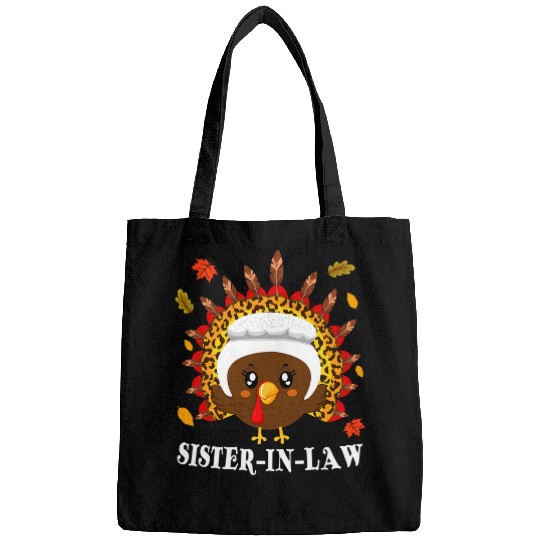 Sister in law Leopard Turkey Pilgrim Matching Thanksgiving Bags