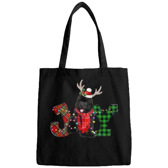 Joy Christmas Lights Newfoundland Dog Santa Hat Pajama Bags
