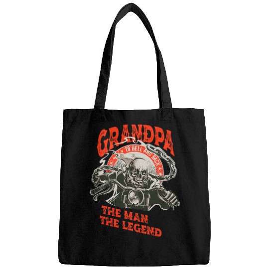 Grandpa Biker Motorcycle Rider The Man The Legend Skull Bags