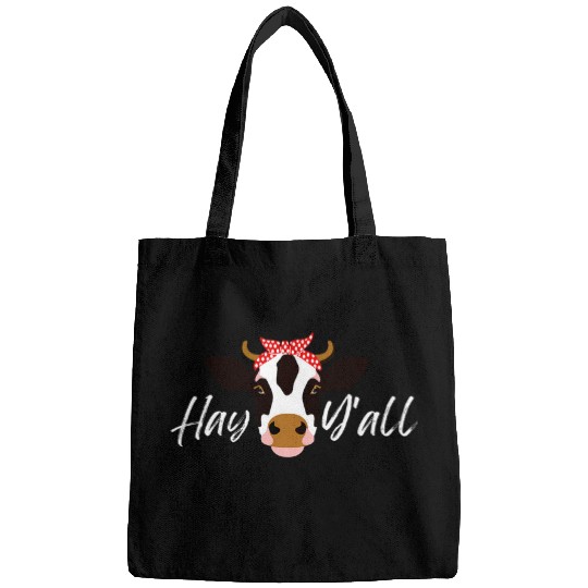 Cow Lover Hay Yall Funny Cow Cattle Farm Country Ranchin Western Fun Bags