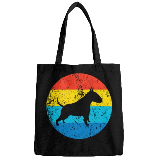 Bull Terrier Dog Breed Silhouette Retro 1970s Circle Bags