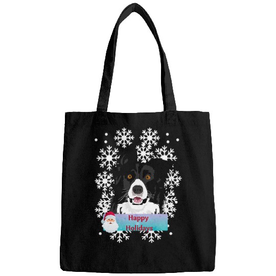 Border Collie Happy Holidays Herding dog Bags