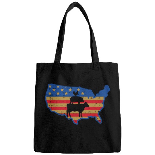 Goats Lover Patriotic Farm Animal American Flag Cow Pig Goats Farmer Bags