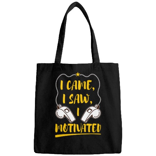 Funny I Came I Saw Saying for Beach Volleyball Coach Bags