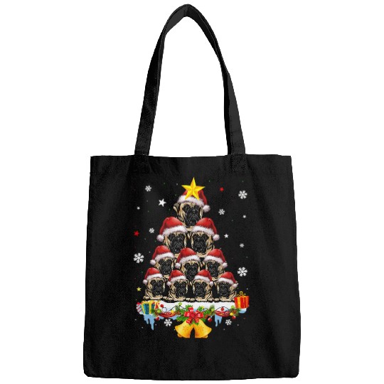 Funny Bull Mastiff Dog Christmas Tree Ugly Christmas Bags
