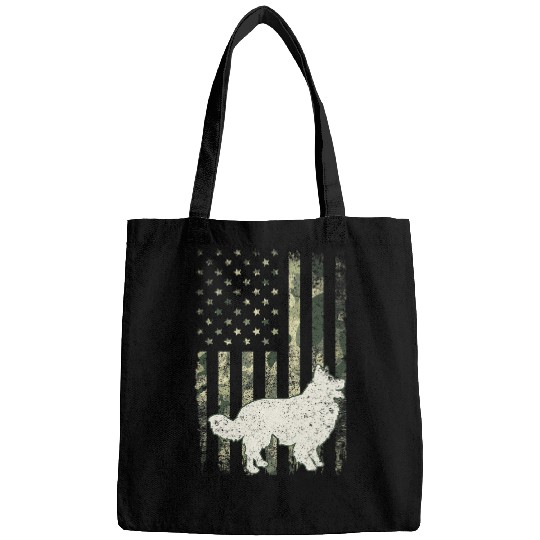 Border Collie Dog Dad Mom Camouflage USA Flag Bags