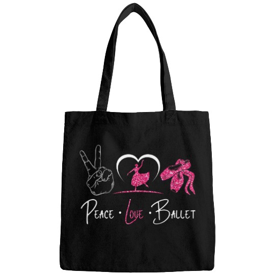 Ballet Dancer Dance Girl Ballerina Peace Love Ballet Bags