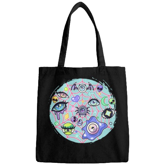Pastel Goth Eyes Spiderweb Cute Creepy Eye Gothic Spider Bags